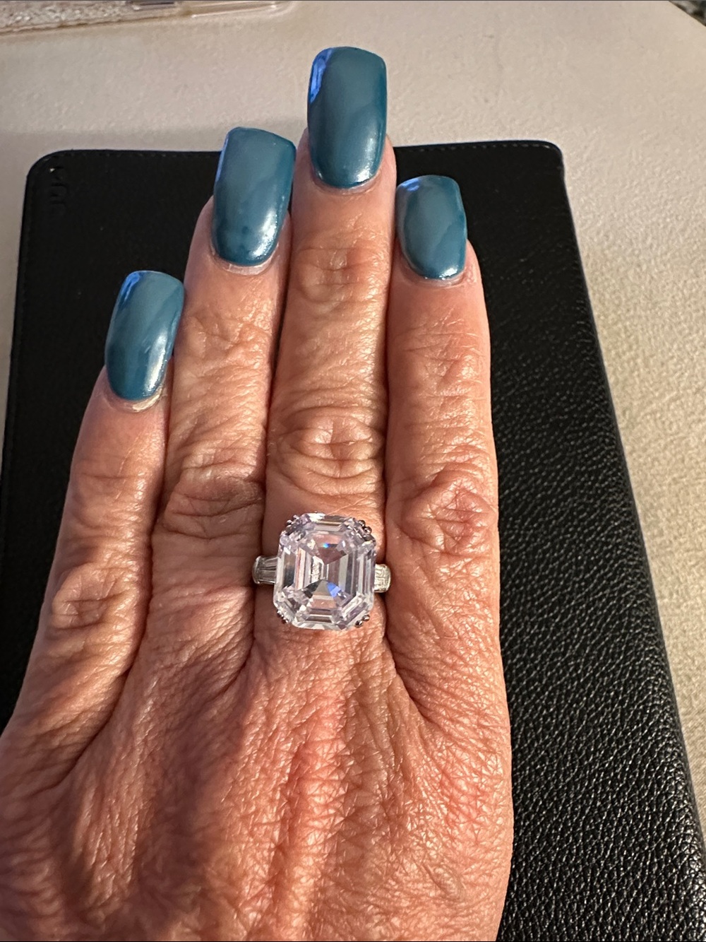 Large cz sterling silver ring